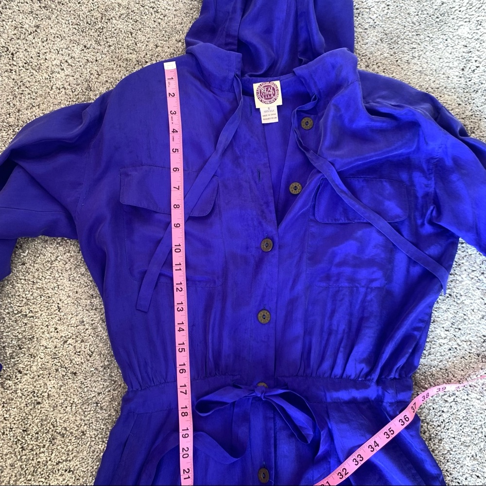Vintage Saks Real Clothes Silk Blue Jumpsuit - Picture 6 of 14